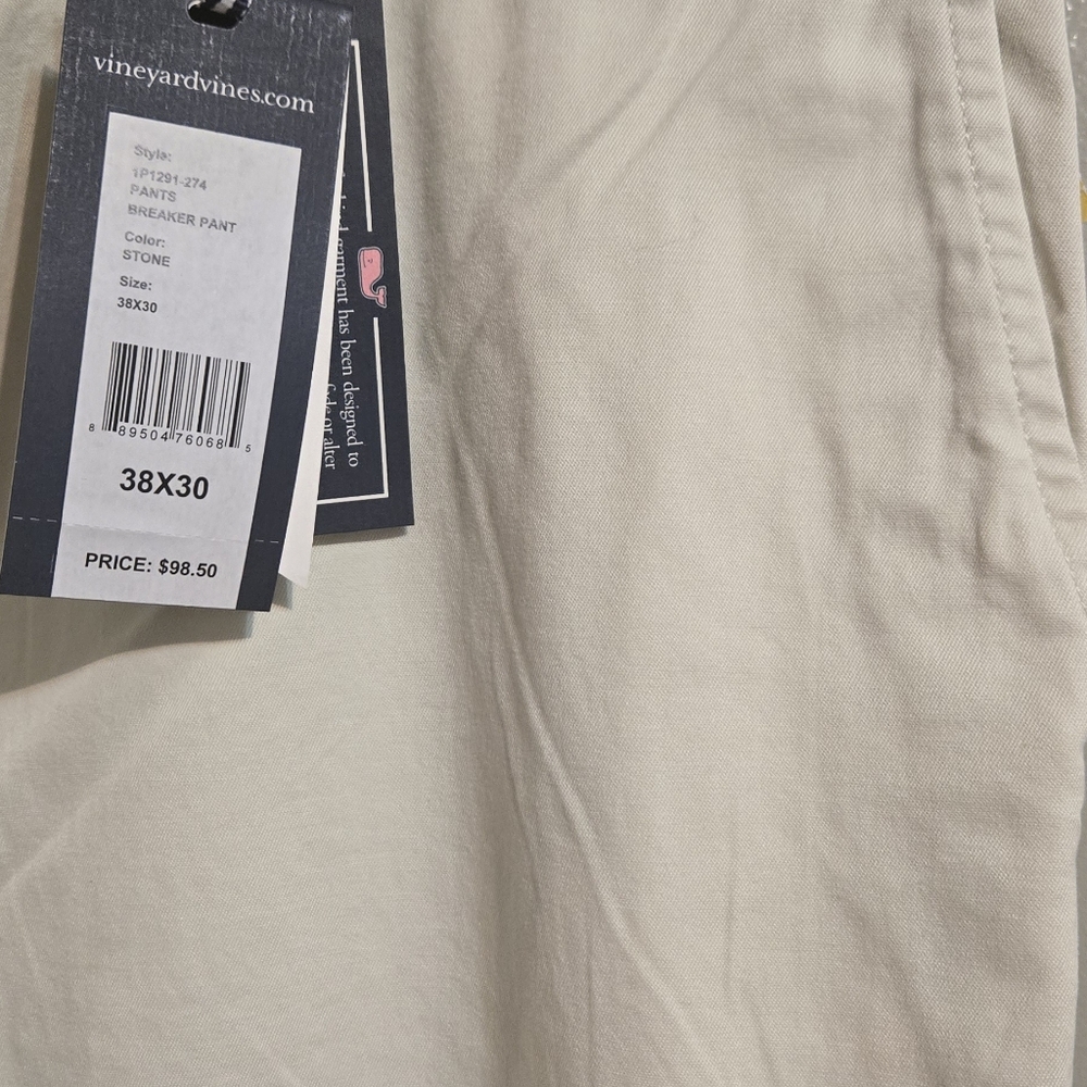 NWT Vineyard Vines Pants Men's 38x30 Beige color Khaki Breaker pant - Picture 5 of 6